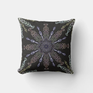 Openwork snowflakes on dark. cushion