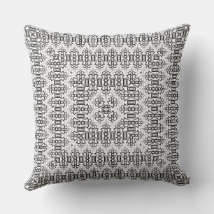Openwork squares art deco retro black white cushion