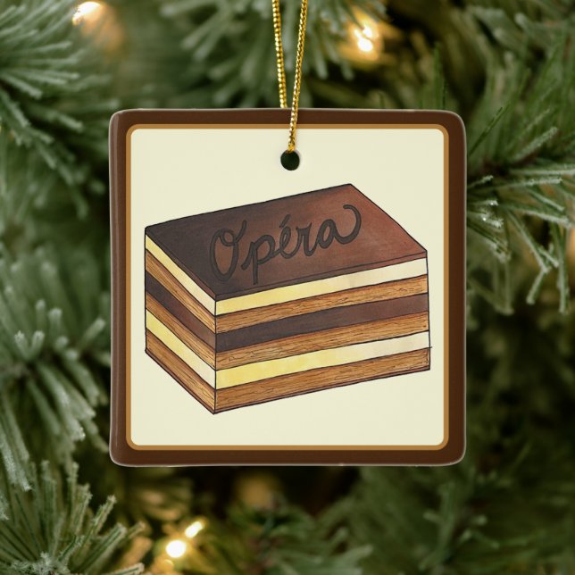 Opéra Cake French Pastry Patisserie Dessert Food Ceramic Ornament (Tree)