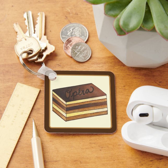 Opéra Cake French Pastry Patisserie Dessert Food Key Ring (Desk)