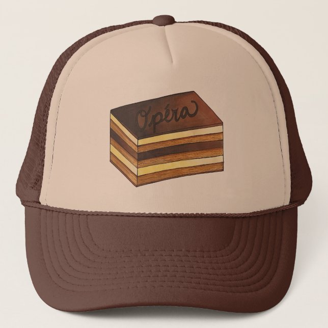 Opéra Cake French Pastry Patisserie Dessert Food Trucker Hat (Front)