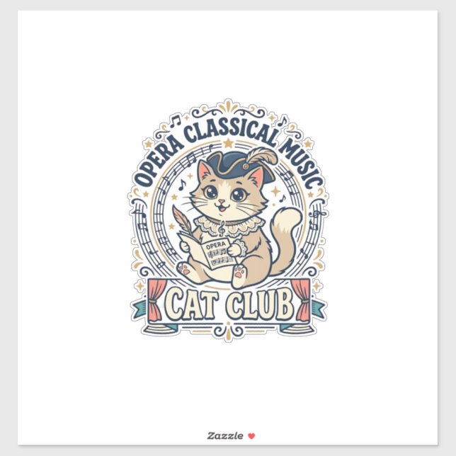 Opera Classical Music Cat Cute Cat T-Shirt Design  (Sheet)