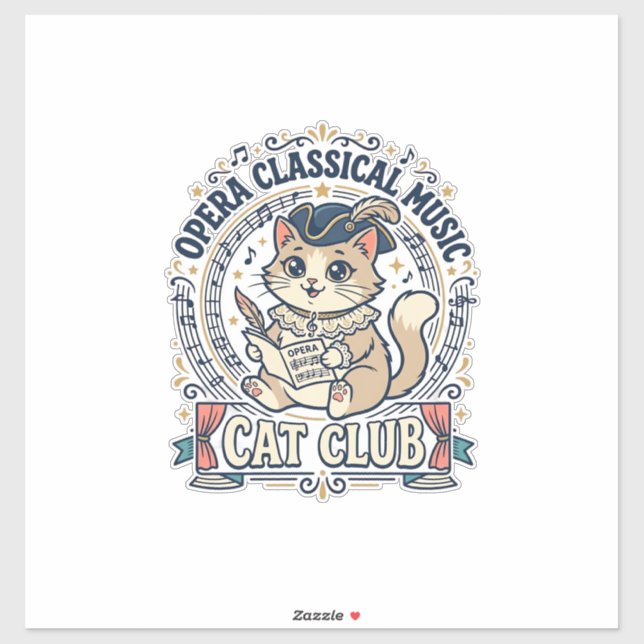Opera Classical Music Cat Cute Cat T-Shirt Design  (Sheet)