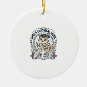 Opera Classical Music Cat Cute Cat T-Shirt Design Ceramic Tree Decoration
