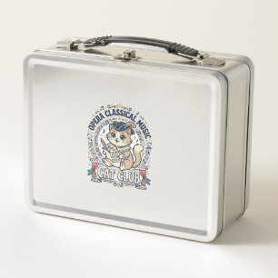 Opera Classical Music Cat Cute Cat T-Shirt Design  Metal Lunch Box