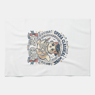 Opera Classical Music Cat Cute Cat T-Shirt Design Tea Towel