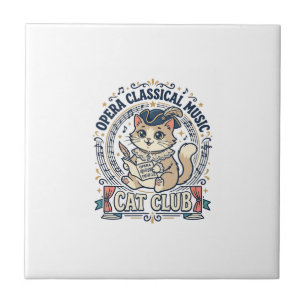 Opera Classical Music Cat Cute Cat T-Shirt Design Tile