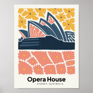 Opera House Sydney Australia travel floral Art Poster