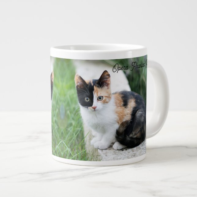 Opera Phantom Cat Large Coffee Mug (Front Right)