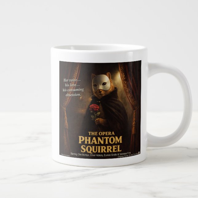 Opera Phantom Squirrel Parody Large Coffee Mug (Right)