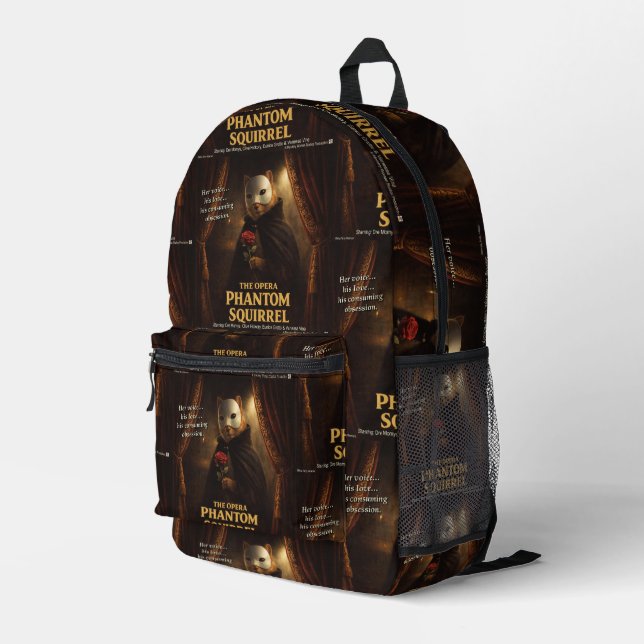 Opera Phantom Squirrel Parody Printed Backpack (Back Corner Right)