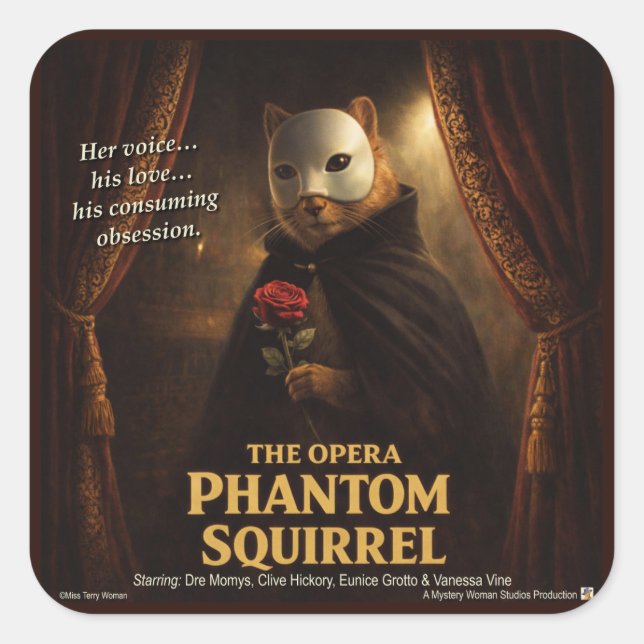 Opera Phantom Squirrel Parody Square Sticker (Front)