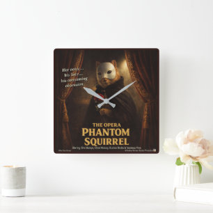Opera Phantom Squirrel Parody Square Wall Clock