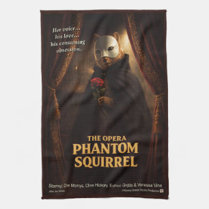 Opera Phantom Squirrel Parody Tea Towel