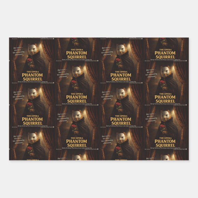 Opera Phantom Squirrel Parody Wrapping Paper Sheet (Front)