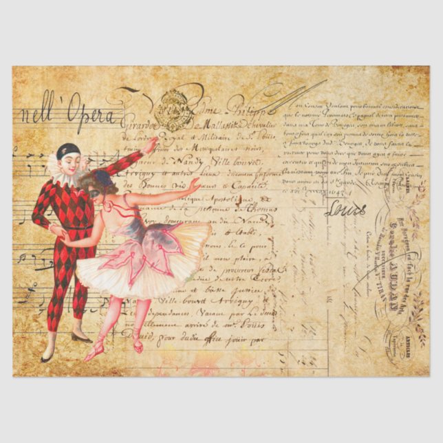 Opera with French Handwriting  Tissue Paper (Front)