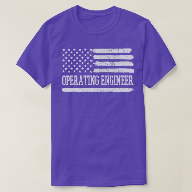 Operating Engineer American Flag Vintage T-Shirt (Design Front)