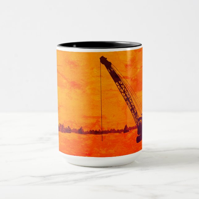OPERATING ENGINEER CRANE OPERATOR ICE FISHING ART MUG (Center)