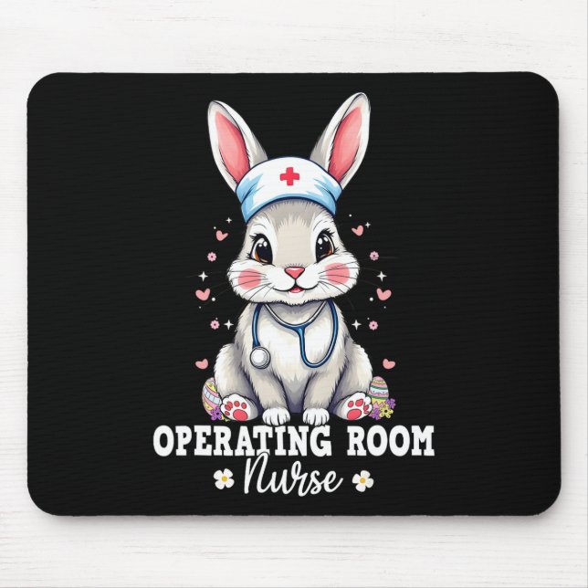 Operating Room Nurse Bunny With Stethoscope Easter Mouse Pad (Front)