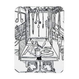 Operating table and surgical instruments, from 'Da Magnet