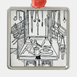 Operating table and surgical instruments, from 'Da Metal Tree Decoration