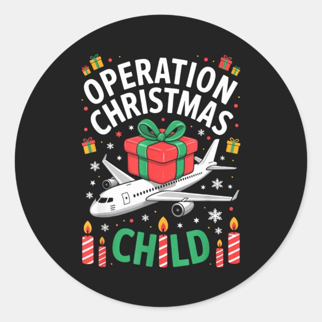 Operation Christmas Child Family Matching Xmas Fun Classic Round Sticker (Front)