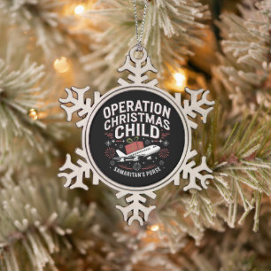 Operation Christmas Child Funny Family Matching  Snowflake Pewter Christmas Ornament