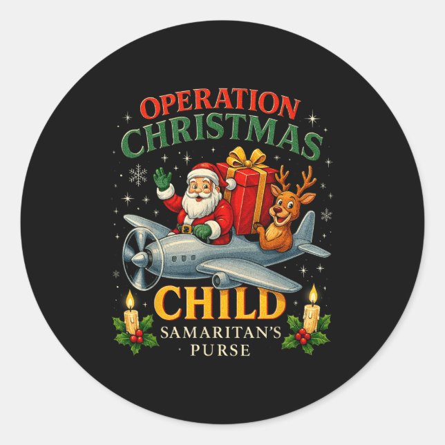 Operation Christmas Child Samaritan’s Purse Xmas D Classic Round Sticker (Front)