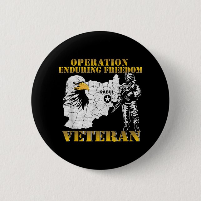 Operation Enduring Freedom Oef Combat Veteran Vint 6 Cm Round Badge (Front)