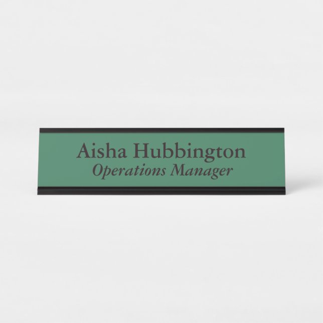Operations Manager Green Desk Name Plate (Front)