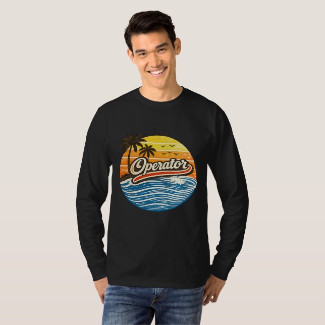 Operator Retro Sunset Design T-Shirt (Front Full)