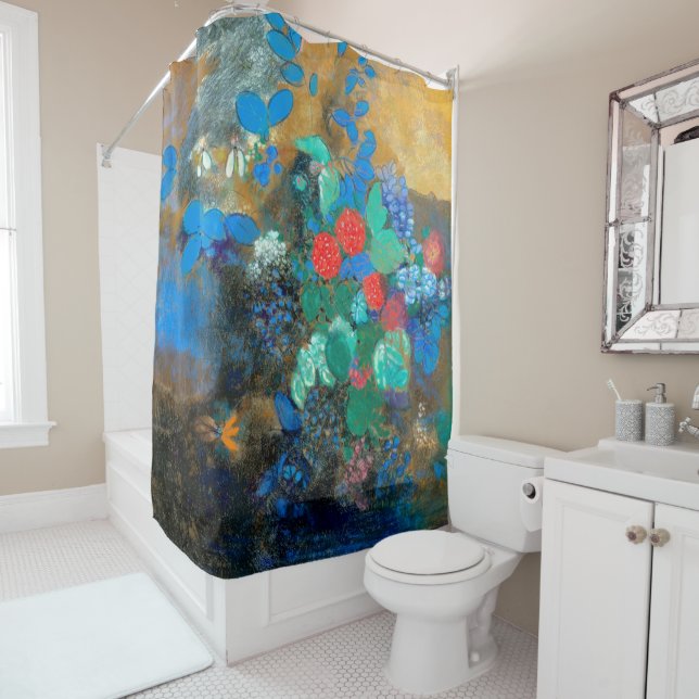 Ophelia among the Flowers (detail), Redon Shower Curtain (In Situ)