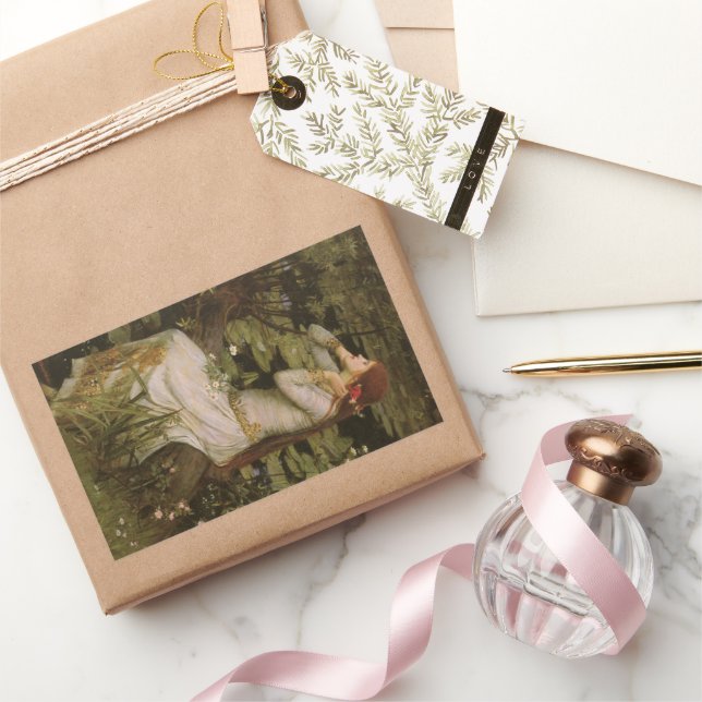 Ophelia by the Pond by John William Waterhouse Rectangular Sticker (Gifting)