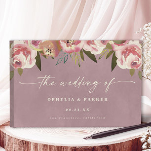 Ophelia Cottagecore Dusty Pink Floral Wedding Guest Book