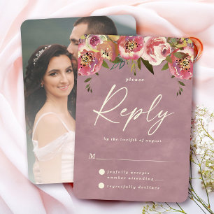 Ophelia Cottagecore Dusty Pink RSVP Reply Card