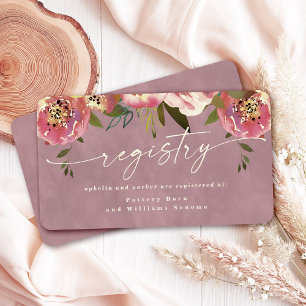 Ophelia Cottagecore Dusty Pink Wedding Registry  Enclosure Card