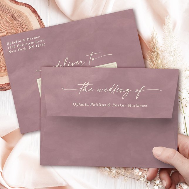 Ophelia Dusty Pink A7 5x7 Wedding Invitation Envelope (Say "I DO" to Romantic Watercolor Florals and a Cottagecore Vibe with the Ophelia Wedding Suite.)