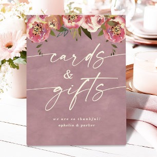 Ophelia Dusty Pink Floral Cards and Gifts Wedding Pedestal Sign