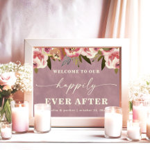 Ophelia Dusty Pink Floral Happily Ever After Sign