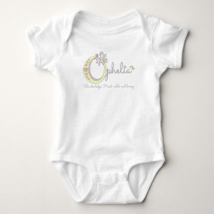 Ophelia girls name meaning O monogram hearts Baby Bodysuit