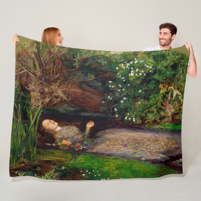 Ophelia, John Everett Millais Fleece Blanket (In Situ)