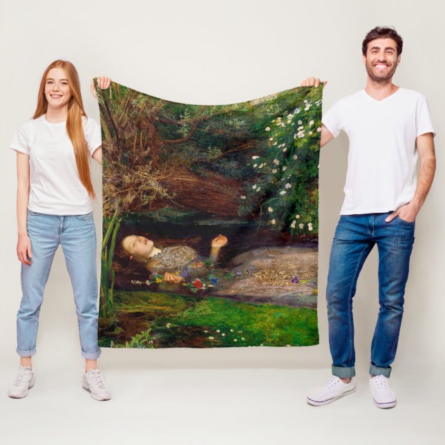 Ophelia, John Everett Millais Fleece Blanket (In Situ)