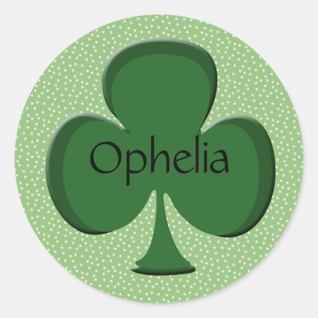 Ophelia Personalised Irish Shamrock Stickers (Front)