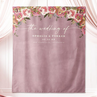Ophelia Pink Wedding Welcome Photography Backdrop Tapestry