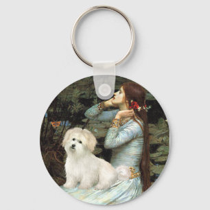 Ophelia Seated - Coton de Tulear 7 Key Ring