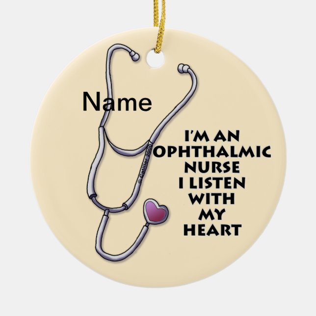 Ophthalmic Nurse Stethoscope Heart custom nurses Ceramic Tree Decoration (Front)