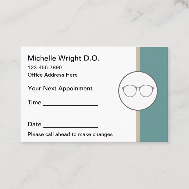 Ophthalmologist And Optometrist Appointment Cards (Front)