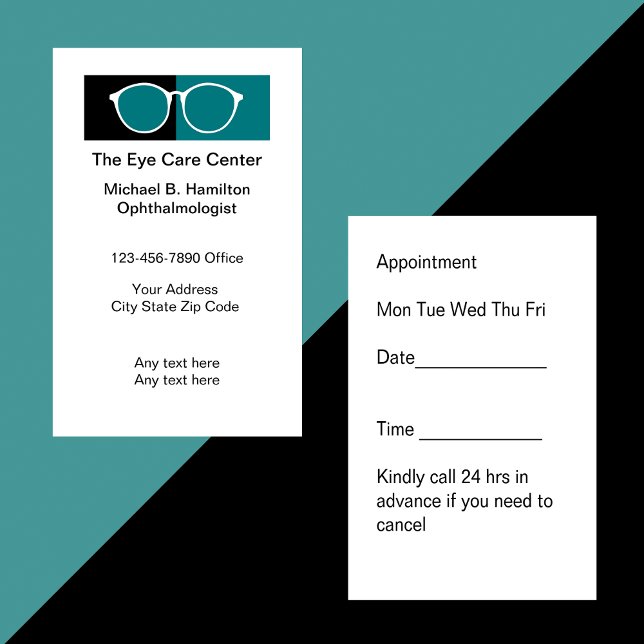 Ophthalmologist Medical Appointment Business Card (Creator Uploaded)