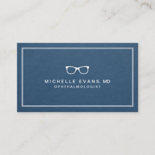 Ophthalmologist Navy Blue and White Eyeglasses Business Card