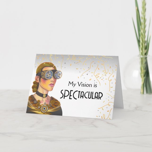 Ophthalmologist Thank You with Steampunk Goggles Card (Front)